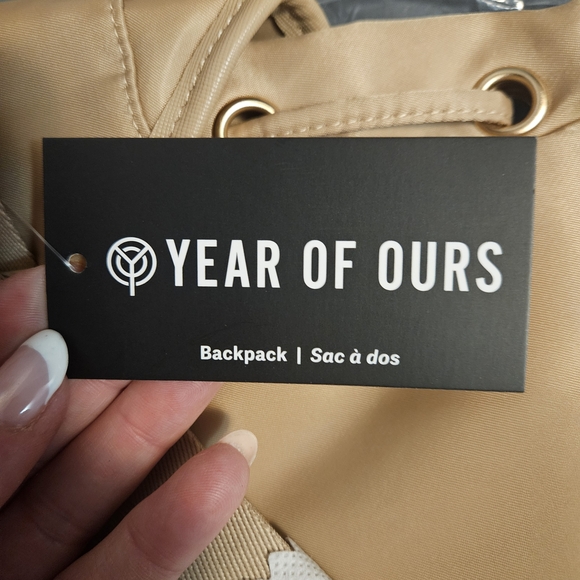 Year of Ours Tan Drawstring Backpack with Gold Eyelets main image 5